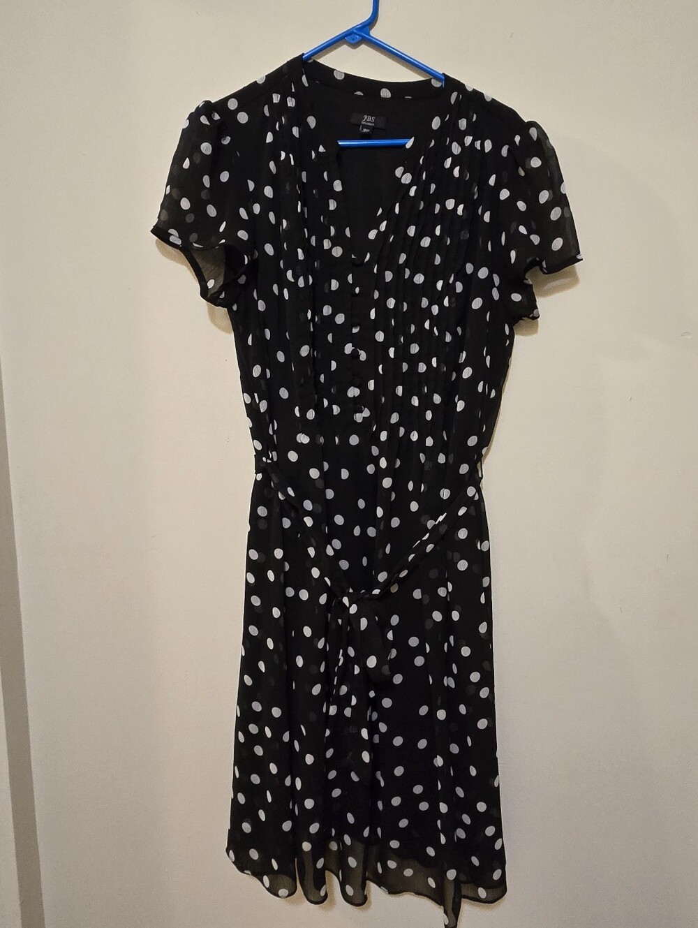 Black & White Polka Dot Short Sleeve Dress, Size: 18w
